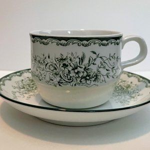 Vintage Swedish Rörstrand Green ANNA Cup & Saucer